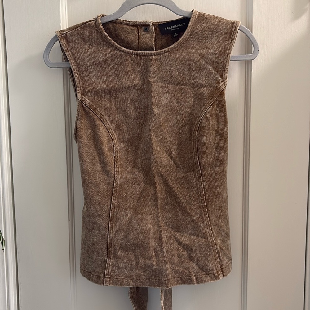 Brand new Brown denim open back top